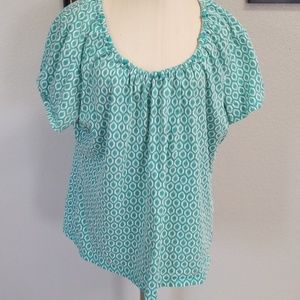 Jms 2X (18W/20W) Turquoise & white Top